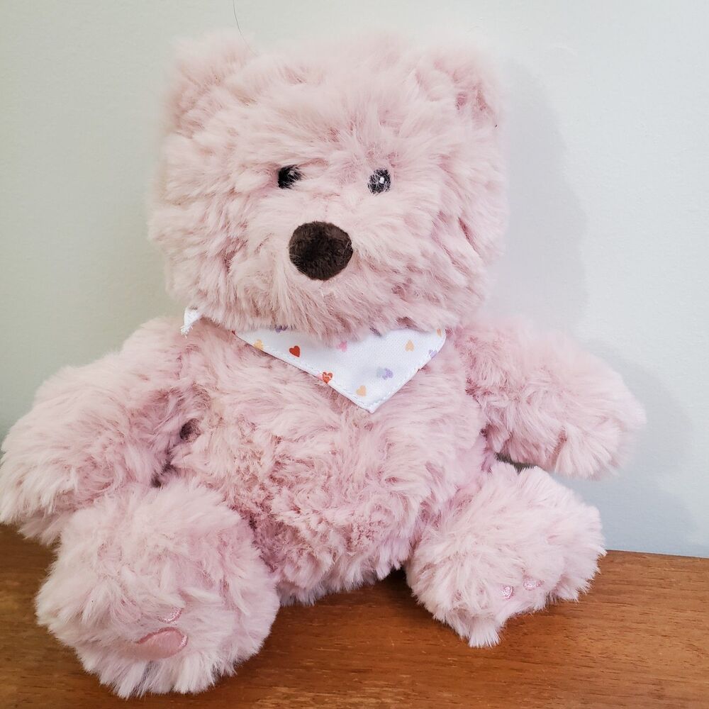 Giggle Scape Plush Teddy Bear Pink 8" Embroidered Heart Bandana 2026 Super SOFT